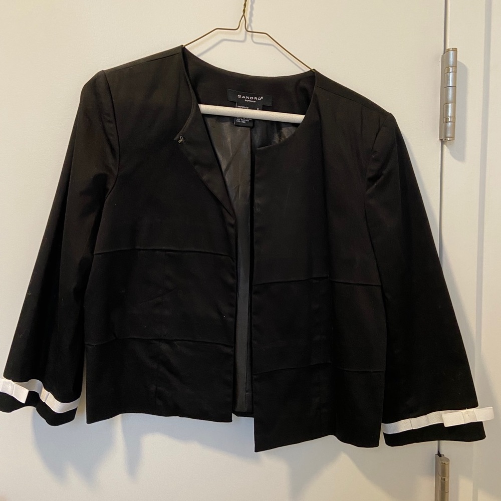 Black jacket 3/4 length, white bows size small